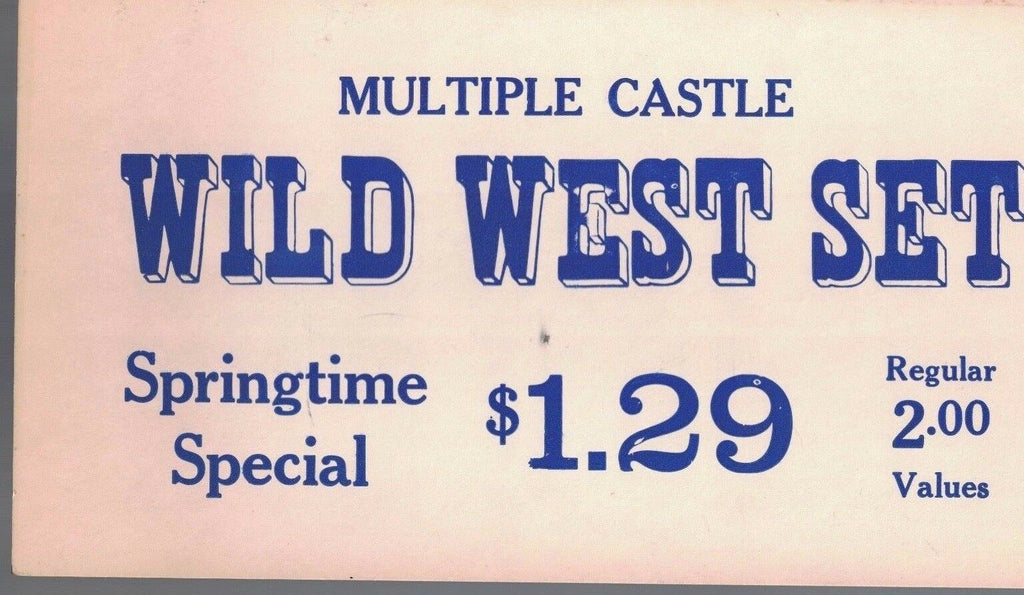 Multiple Castle Wild West Set In-Store Sale Sign 1960s