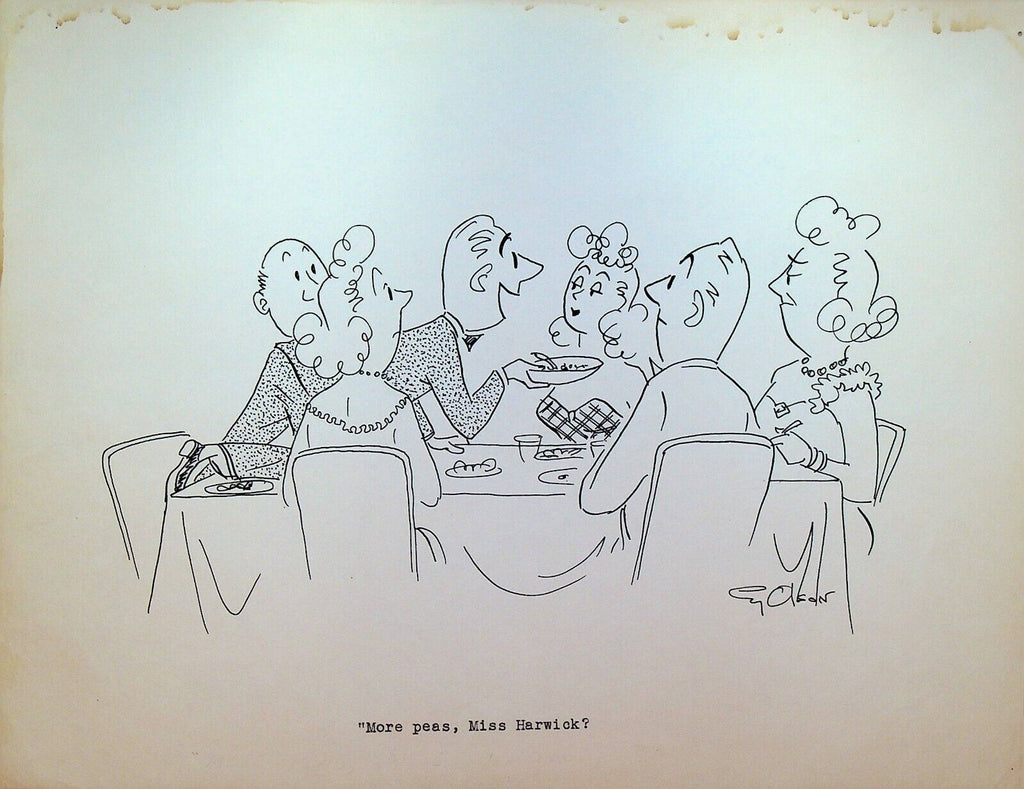 Attractive Woman at Dinner Party 1960s Cy Olson Original Art