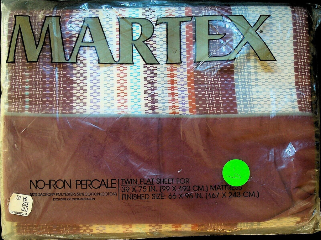 Martex No Iron Percale Twin Flat Sheet New Weave Style NOS Sealed