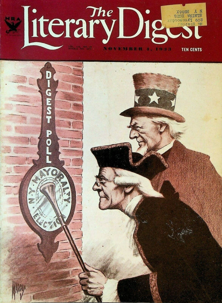 Literary Digest November 4 1933 Uncle Sam Siam Boulder Dam Football Mae West