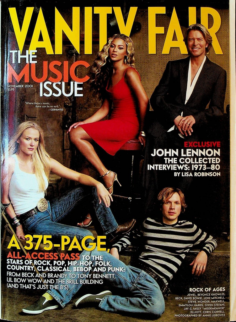 Vanity Fair November 2001 David Bowie Tony Bennett John Lennon Beyonce U2 Jewel