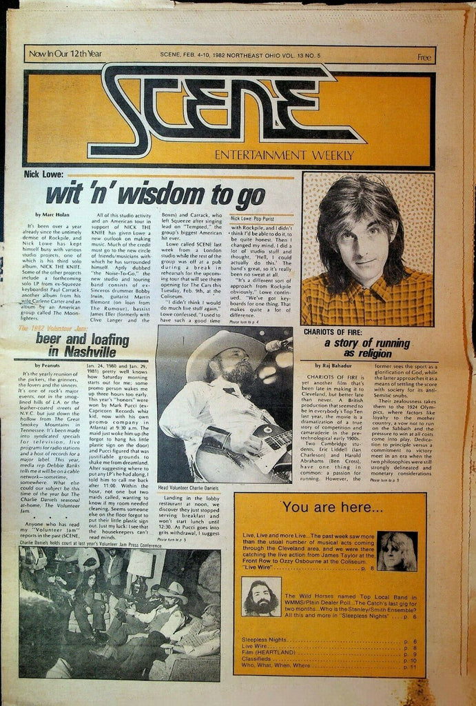 Cleveland Scene February 4 1982 Nick Lowe Chariots of Fire