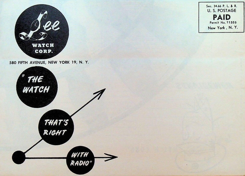 Lee Watch Company Ad Brochure 1950s New York City