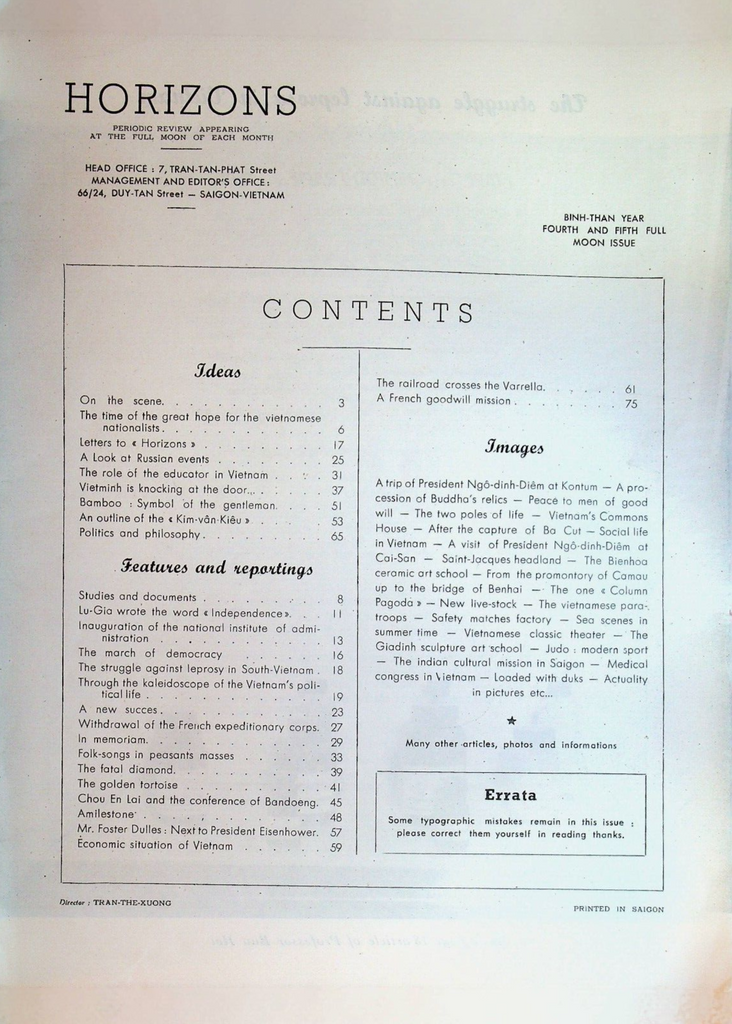 Horizons Magazine 1956 Vietnam Leprosy Foster Dulles Kim van Kieu