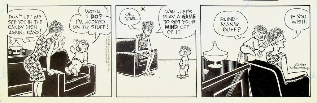 Moon Mullins Ferd Johnson Original Comic Strip Art February 6 1968