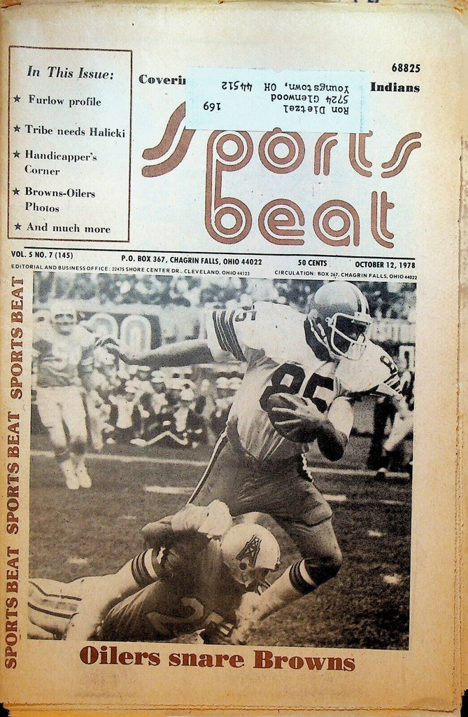 Sports Beat Magazine October 12 1978 Cleveland Browns Ed Halicki