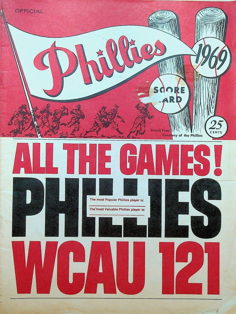 Philadelphia Phillies 1969 Scorecard V Cincinnati Reds