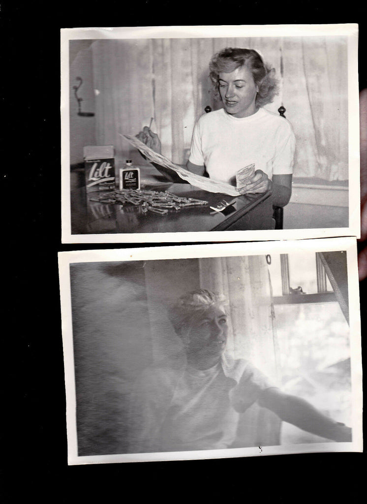 Lilt Hair Products Used by Woman Vintage Photos 5x7 Lot of 2 B/W