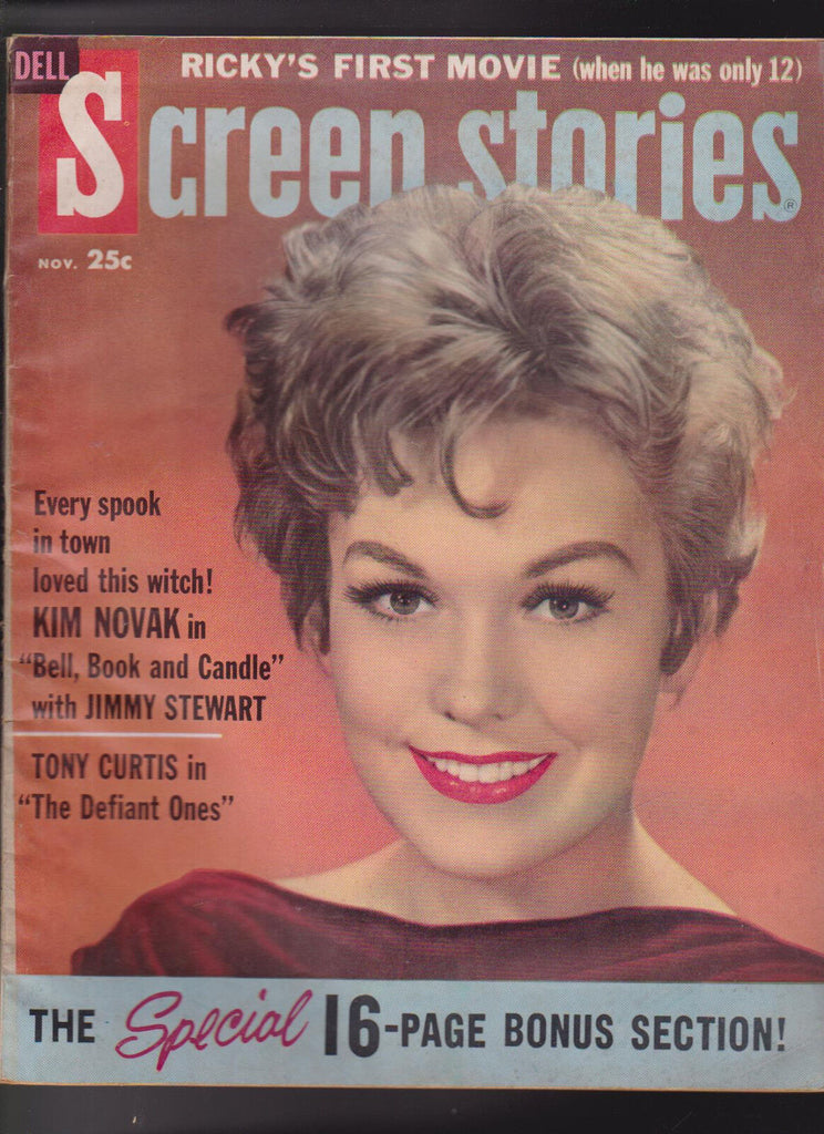 Screen Stories November 1958 Ricky Nelson Tony Curtis Kim Novak Paul Newman