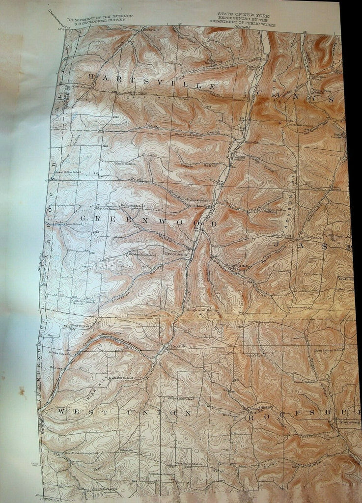 Greenwood Quadrangle New York State US Geological Survey Map 1932