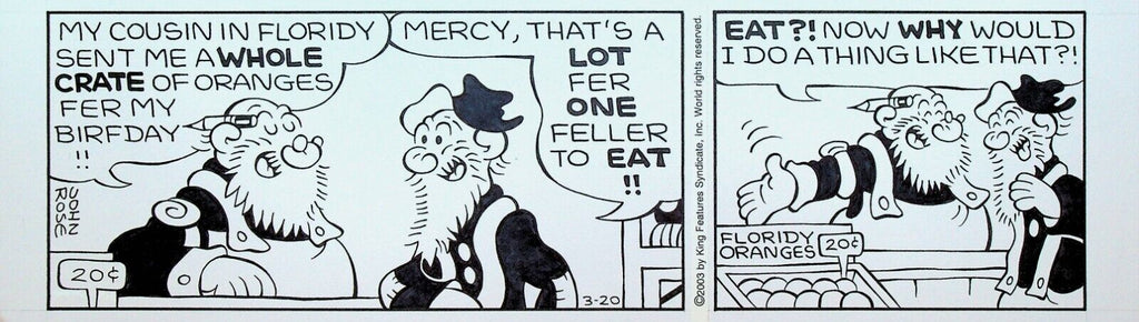 Barney Google & Snuffy Smith Original Comic Strip Art March 20 2003 John Rose