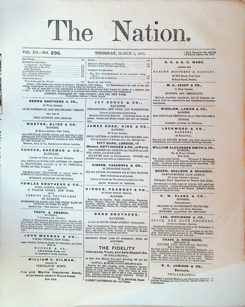 The Nation Magazine March 2 1871 Southern States Reconstruction