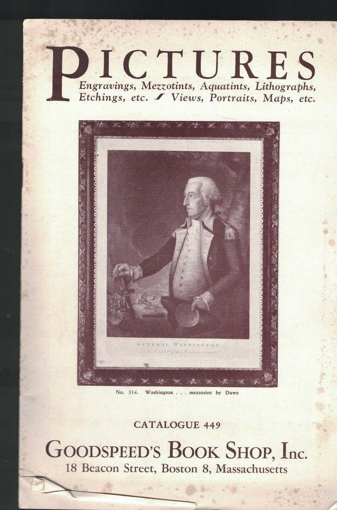 Pictures Engravings Mezzotints Catalogue 449 Goodspeed's Book Shop