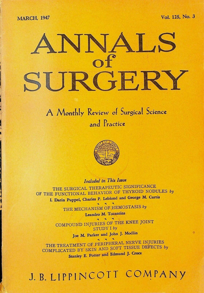 Annals of Surgery Magazine March 1947 Thyroid Nodules Hemostasis Knee Joints