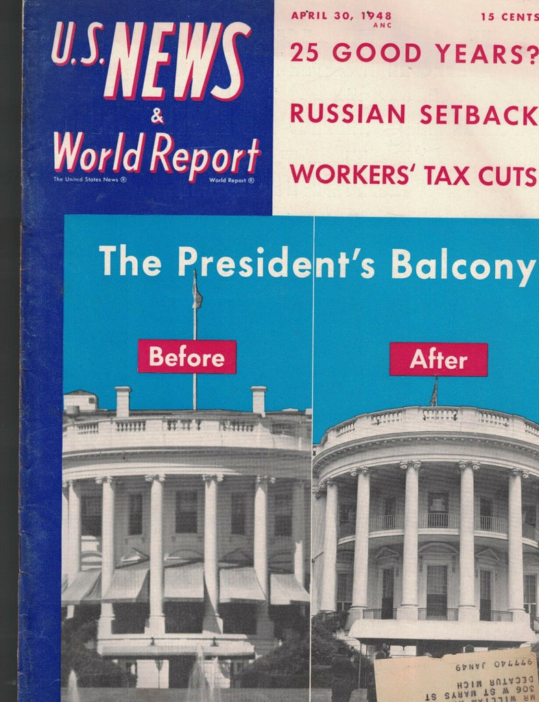 US News & World Report April 30 1948 The White House Cotton in the South