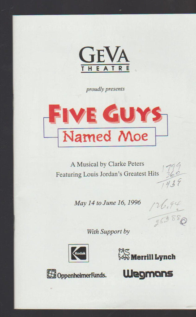 Five Guys Named Moe Geva Theatre Program 1996
