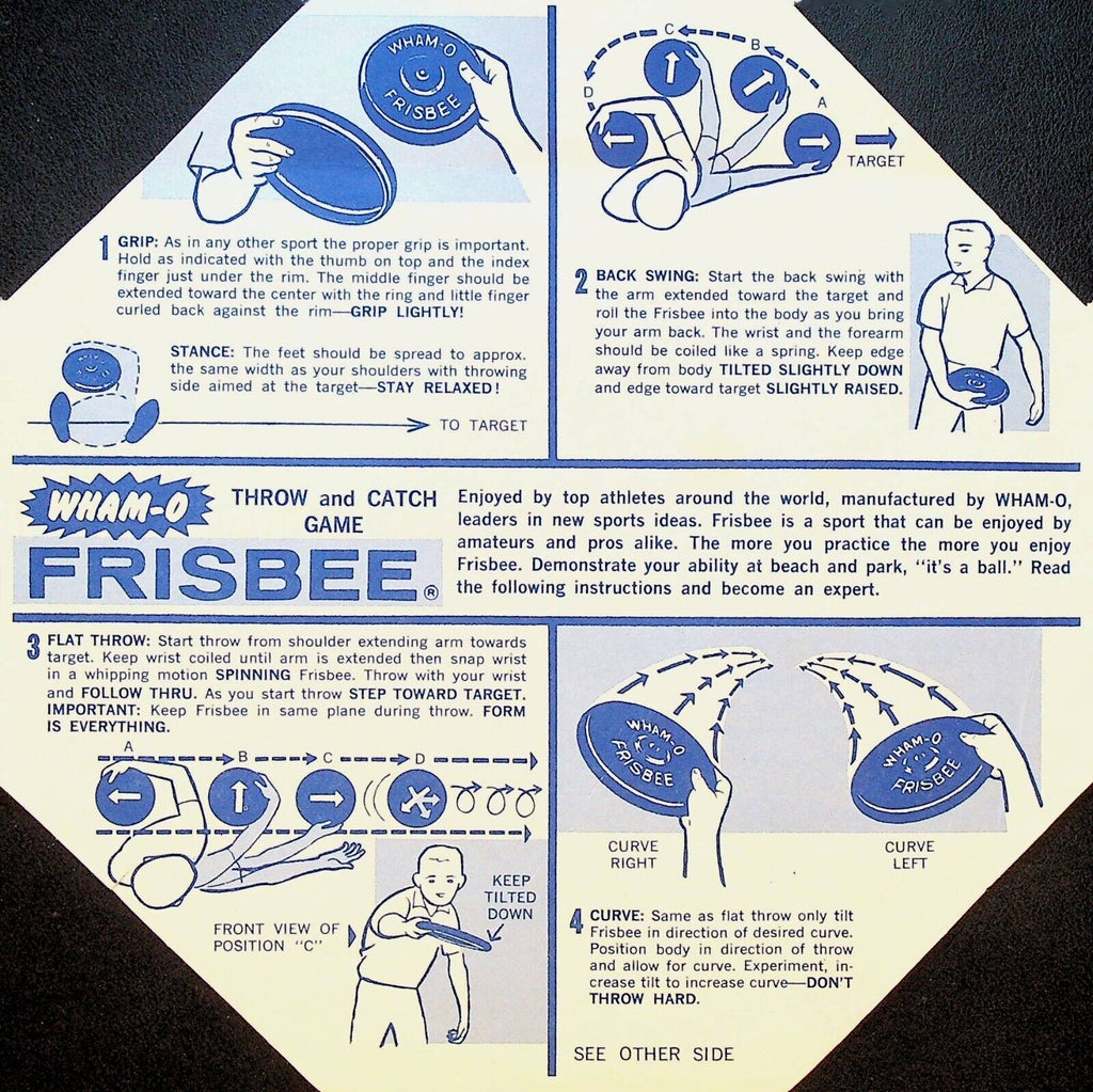Wham-O Frisbee 1964 Paper Insert Directions & Games