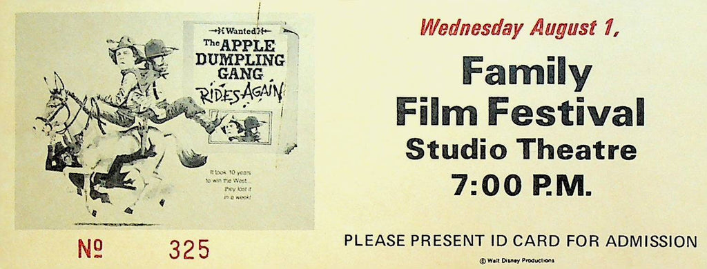 Apple Dumpling Gang Rides Again Disney Family Film Festival Ticket Aug 1 1979