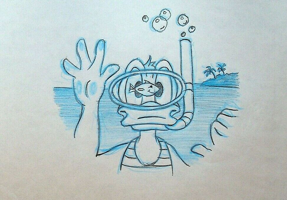Donald Duck Snorkeling Fish Walt Disney Promotional Art 1990s