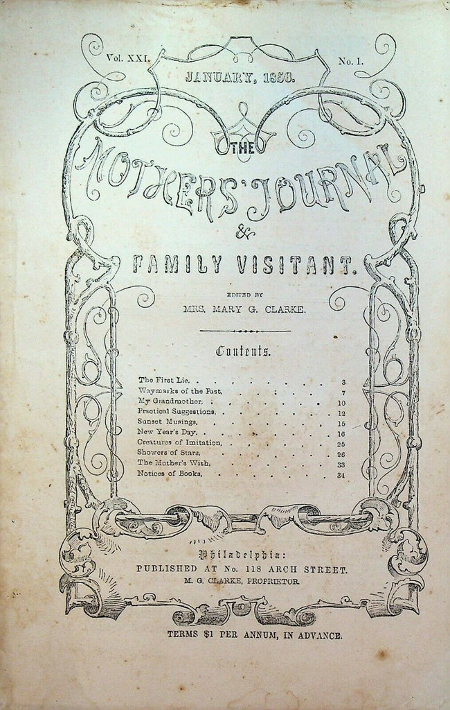 The Mother's Journal & Family Visitant January 1856 Steel Engraving Mary Clarke
