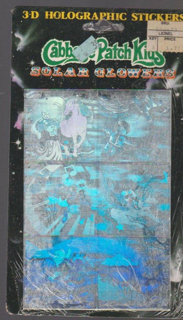 Cabbage Patch Kids Solar Glowers 3-D Holographic Stickers on Card