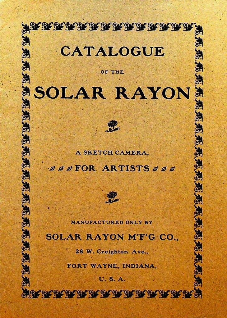 Solar Rayon Sketch Camera for Artists Catalogue 1901
