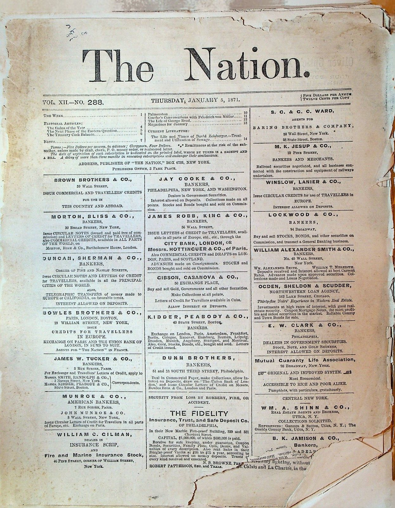 The Nation Magazine January 5 1871 Franco Prussian War George Read Goethe