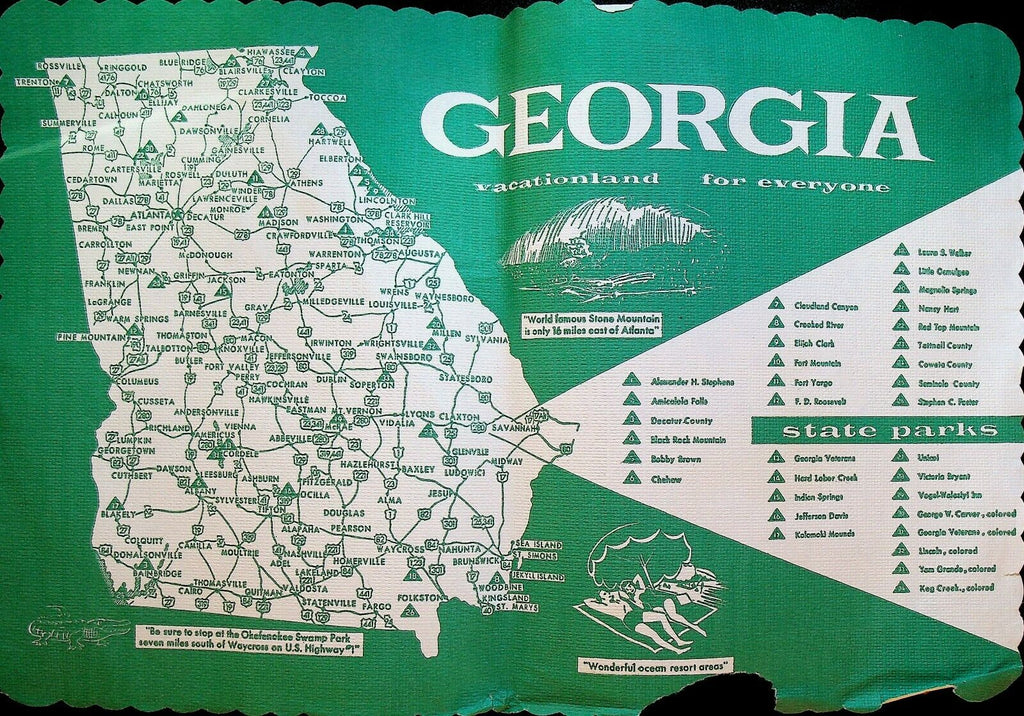 Georgia Vacationland for Everyone 1950s Placemat