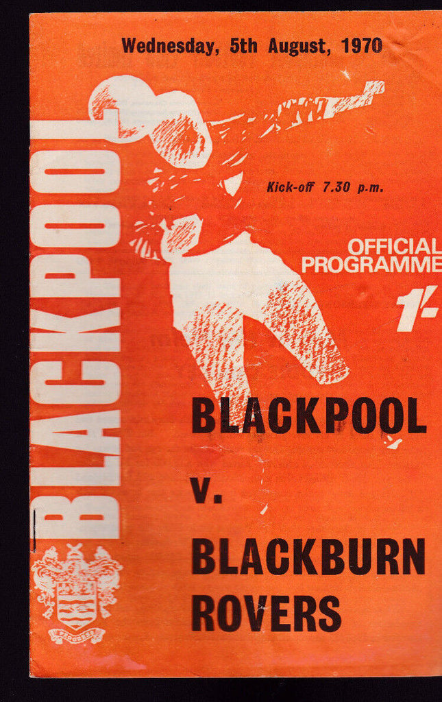 Blackpool Football Club Official Programme v Blackburn Rovers August 5 1970