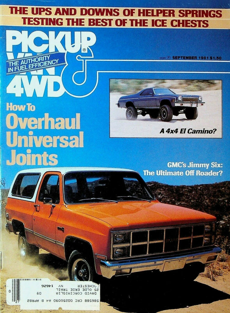 Pickup Van & 4WD Magazine September 1981 El Camino GMC Jimmy Six