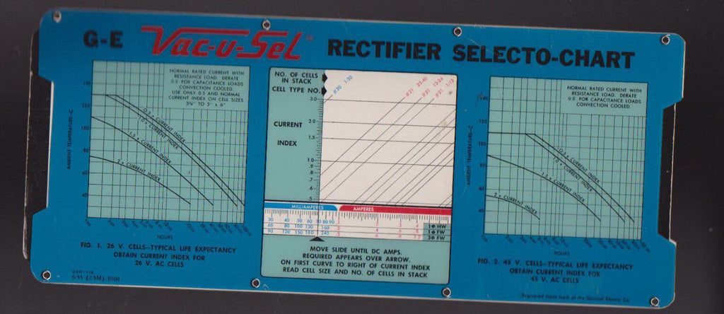 General Electric GE Vac-u-Sel Rectifier Selecto-Chart 1955