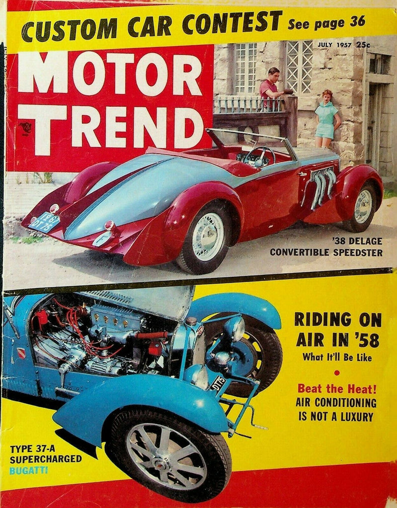 Motor Trend Magazine July 1957 Bugatti 1938 Delage Convertible Speedster