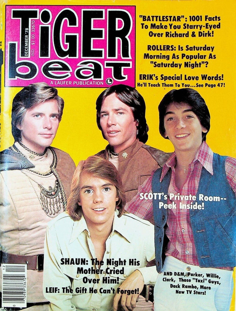 Tiger Beat Magazine December 1978 Scott Baio Battlestar Galactica Shaun Cassidy