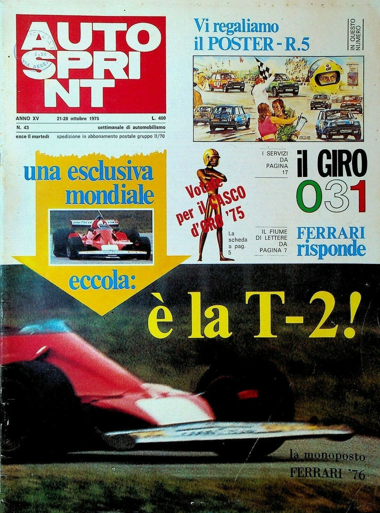 Auto Sprint Magazine October 21 1975 Ferrari Auto Racing