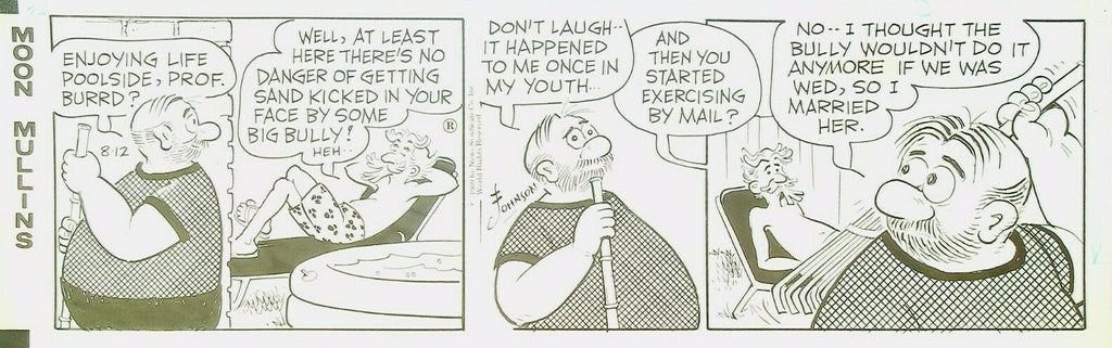Moon Mullins Ferd Johnson Original Comic Strip Art August 12 1969