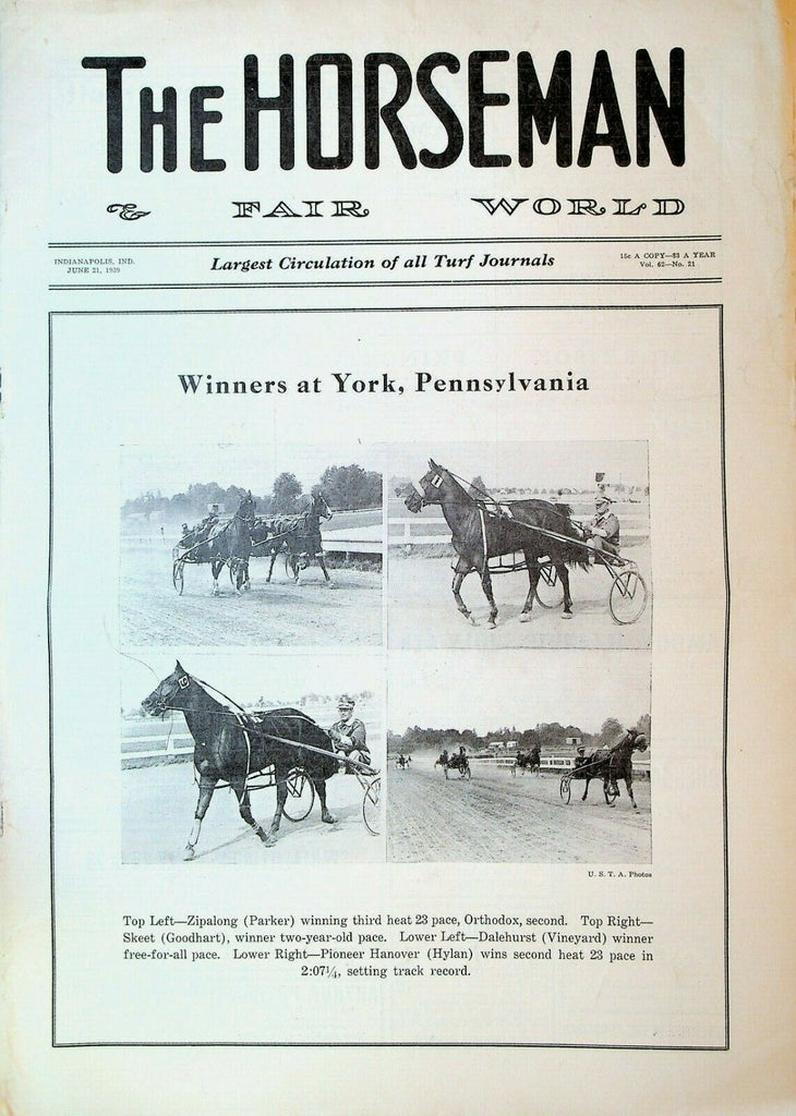 Horseman & Fair World Magazine Harness Racing June 21 1939 York Pennsylvania