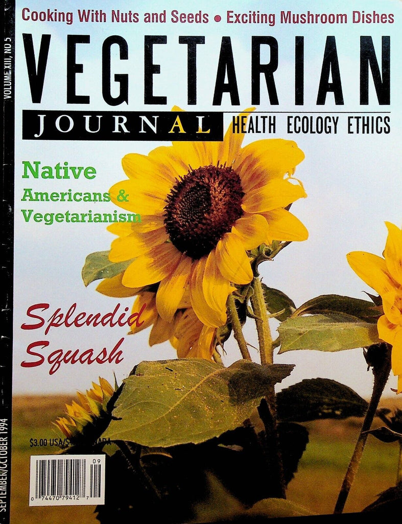 Vegetarian Journal Vol XIII #5 1994 Squash Nuts Seeds Mushroom Dishes