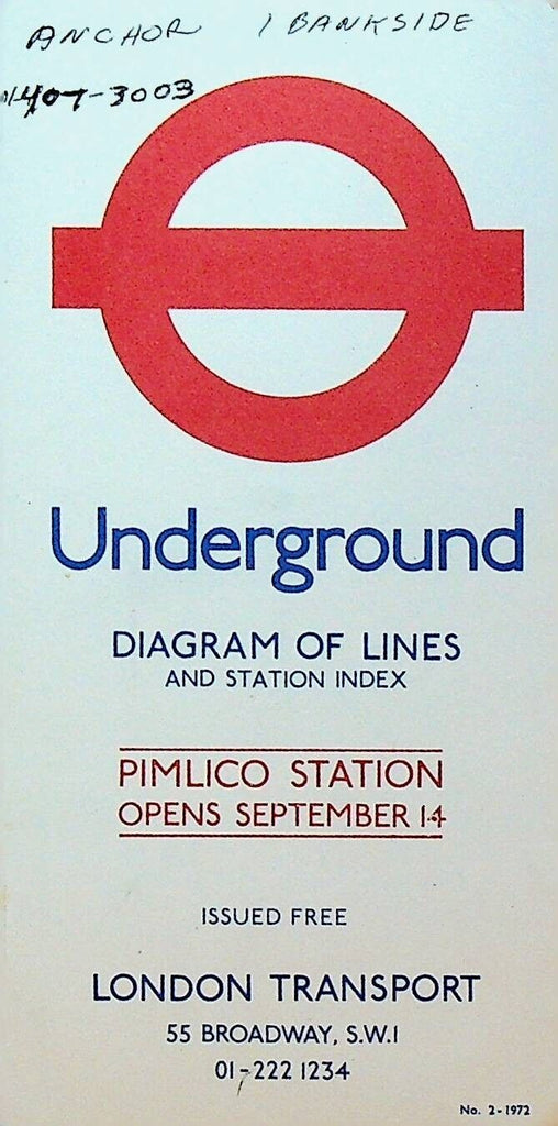 London Underground Diagram of Lines & Station Index 1972 #2