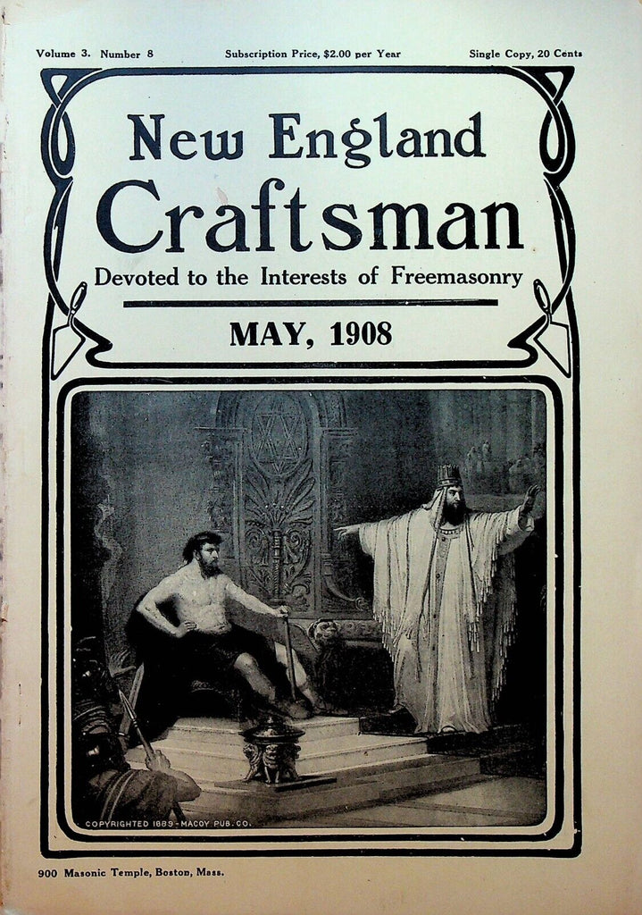 New England Craftsman Magazine May 1908 Freemasonry Charles Fletcher Johnson