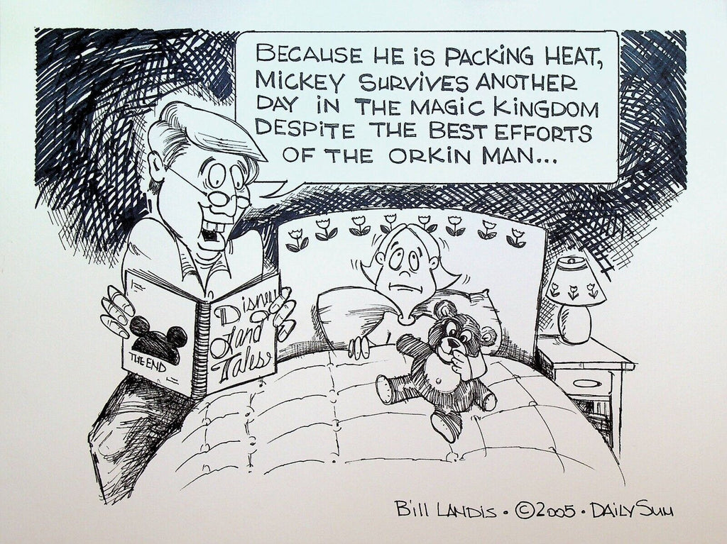 Bill Landis Original Cartoon Art The Villages Daily Sun 2005 Magic Kingdom