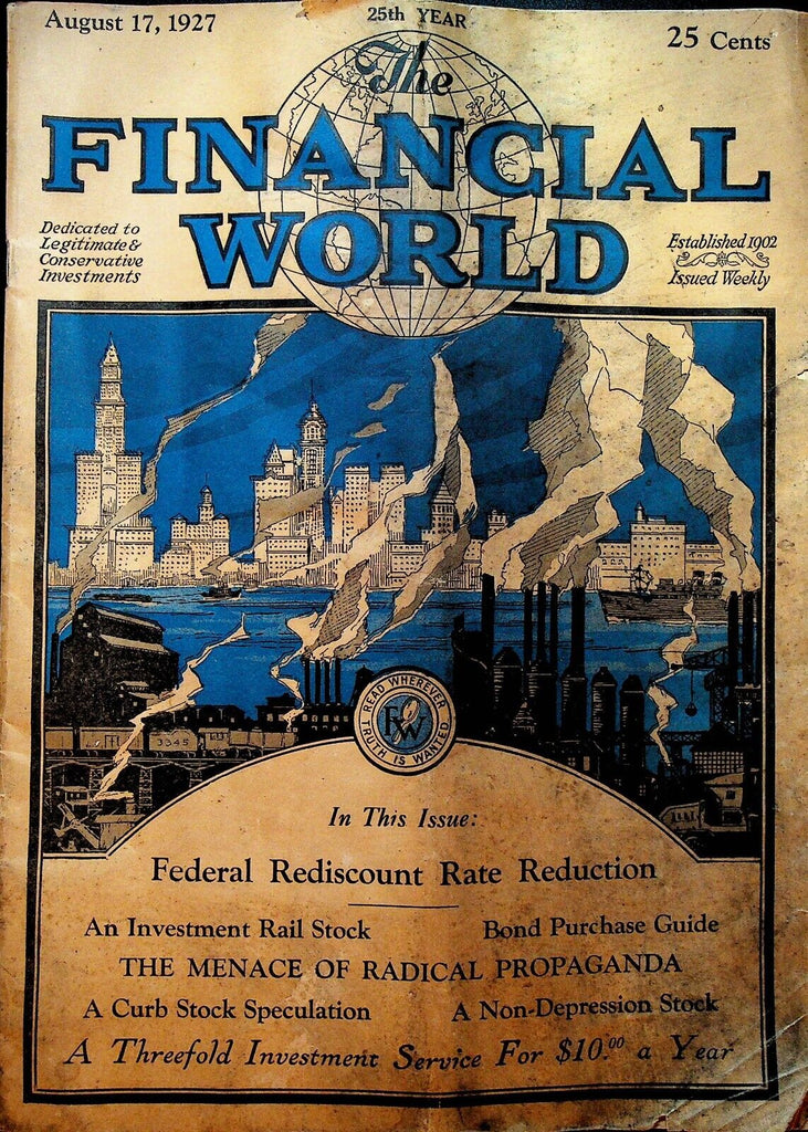 Financial World Magazine August 17 1927 B&O Railroad Fleischmann
