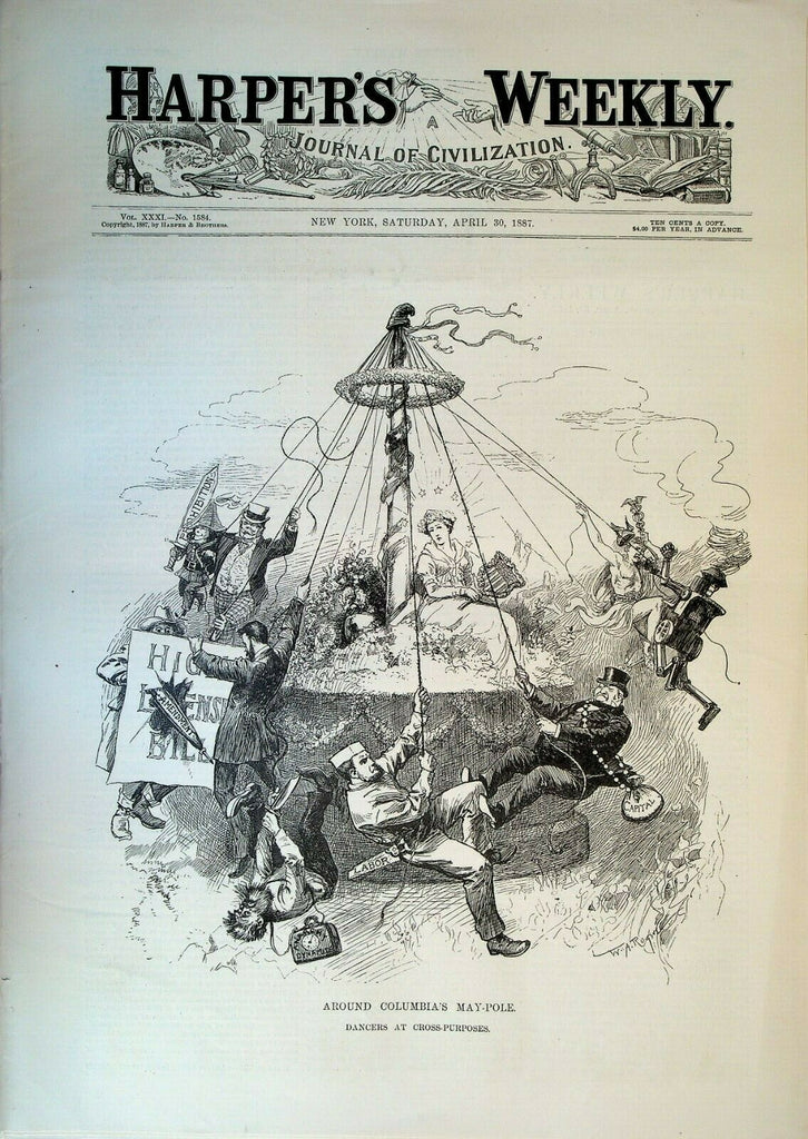 Harper's Weekly April 30 1887 Cliff House San Francisco Fulton Fish Market