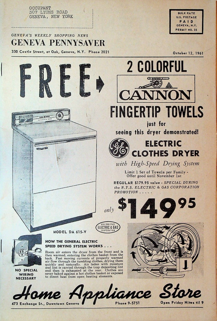 Geneva NY Pennysaver October 12 1961 Local Advertising