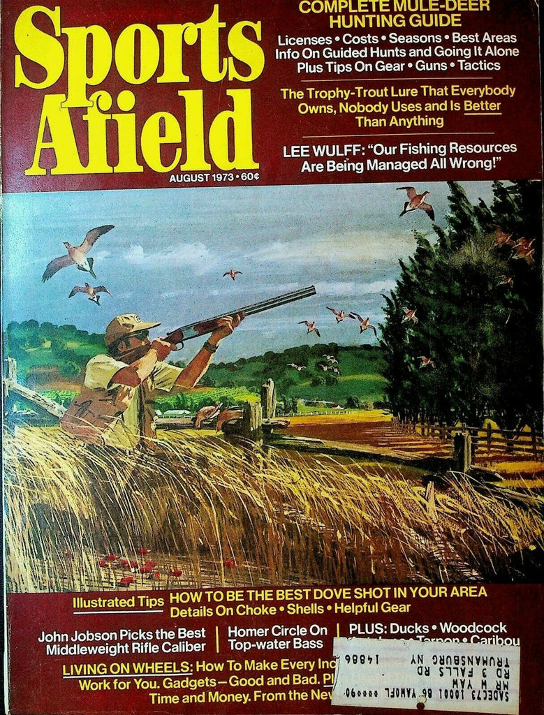 Sports Afield August 1973 Hunting Fishing RVs Antelopes Leopards Mule-Deer Doves