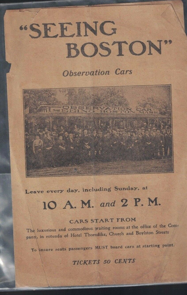 Seeing Boston Observation Cars Brochure Hotel Thorndike Massachusetts