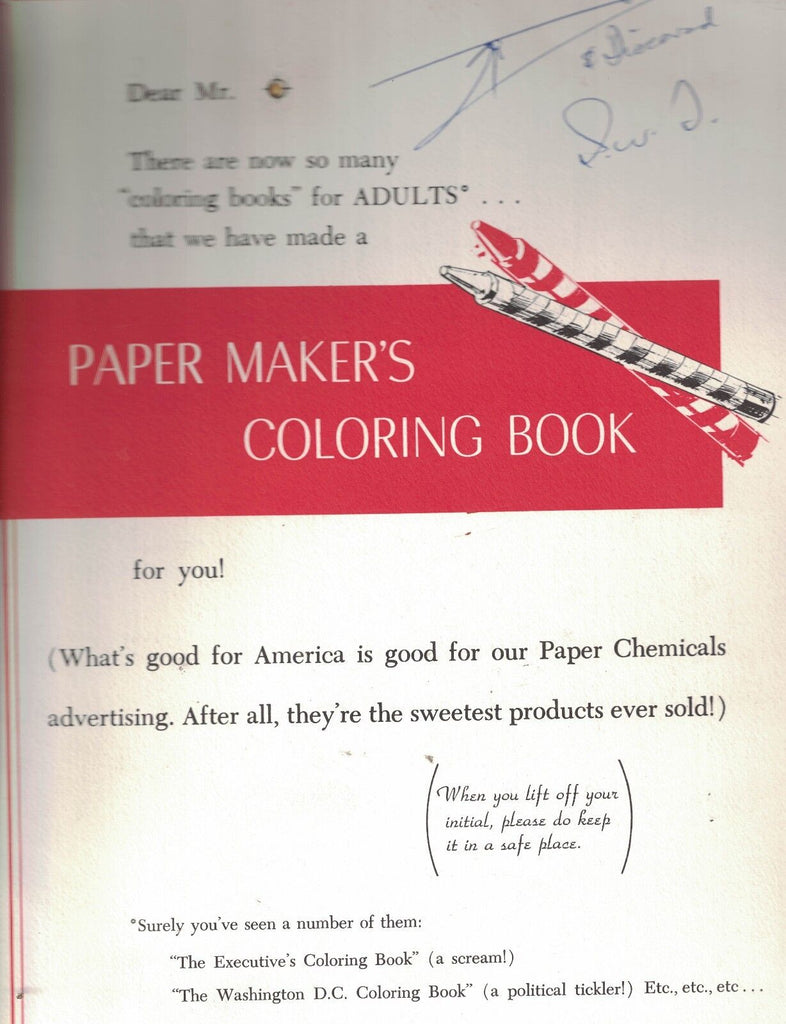 Paper Maker's Coloring Book 1950s Monsanto Chemical Company