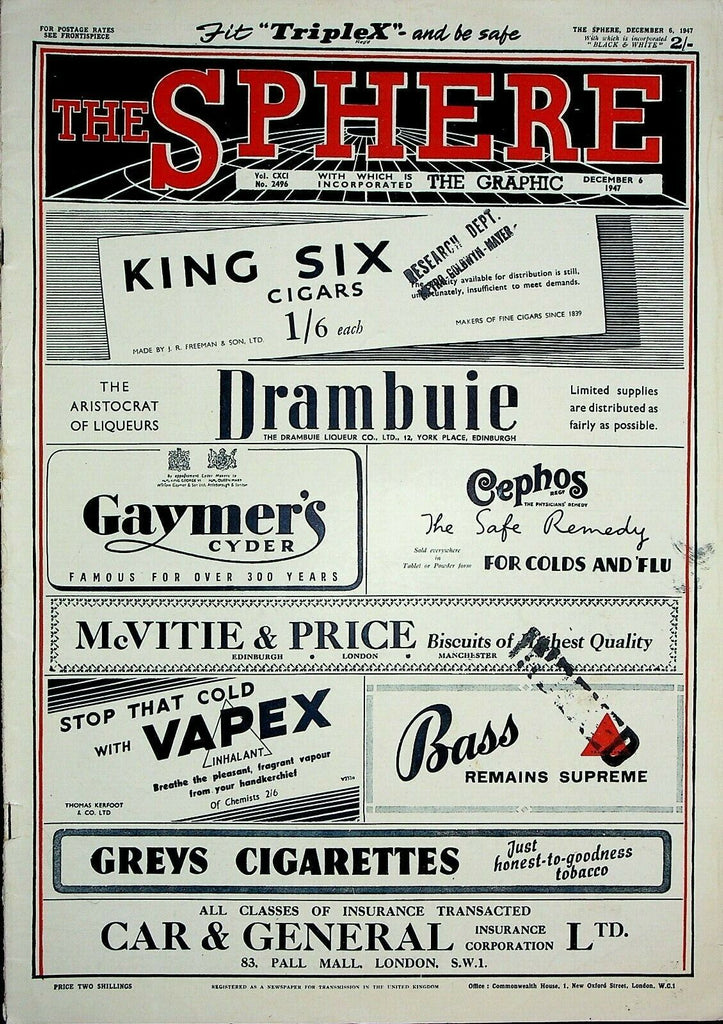 Sphere Magazine December 6 1947 Siam Kuang Aphaiwong Lolo Yi China