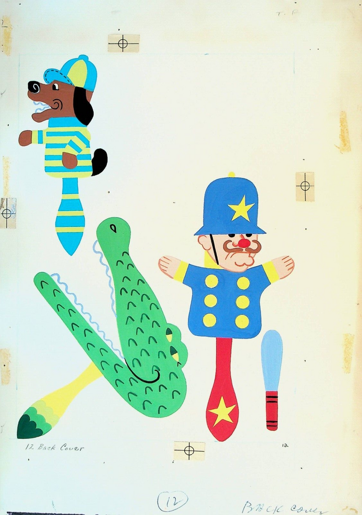 The Famous Punch & Judy Show Activity Book Original Art Dog Alligator Policeman