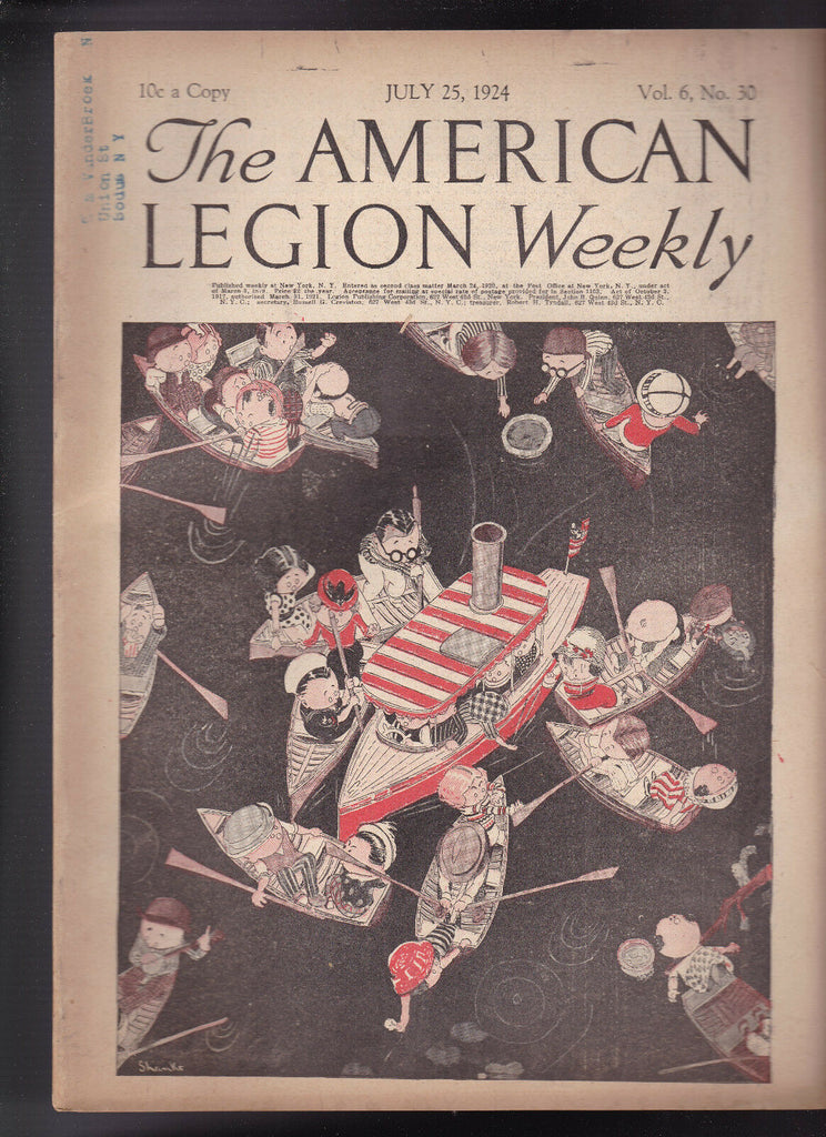 American Legion Magazine Row Boat Cover  July 25 1924