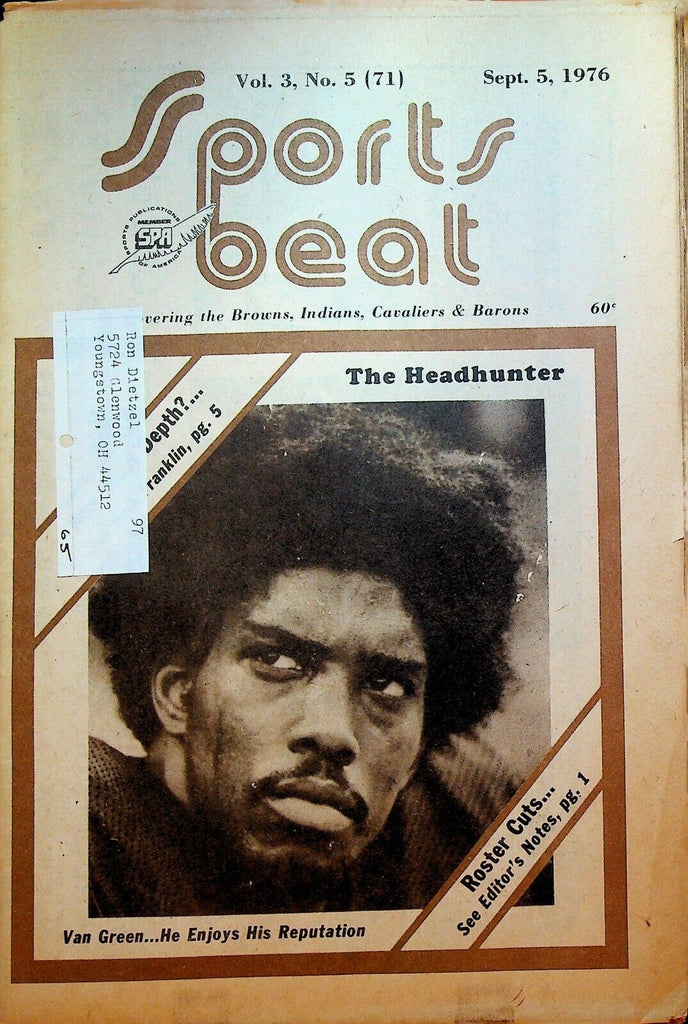 Northeast Ohio Sports Beat Magazine September 5 1976 Van Green Cleveland Browns